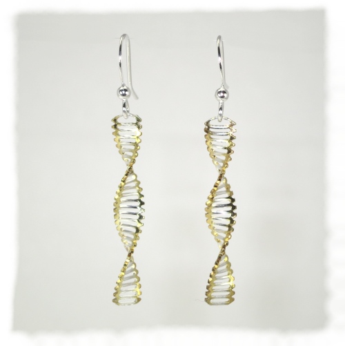 Silver DNA earrings with gold edges